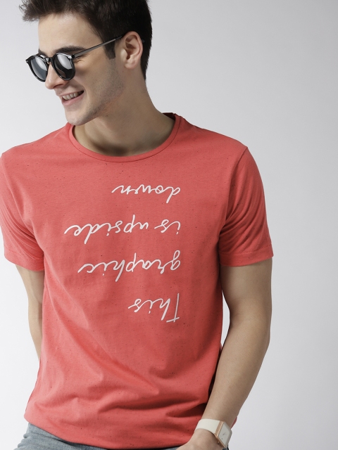 

Mast & Harbour Men Red Printed Round Neck T-shirt