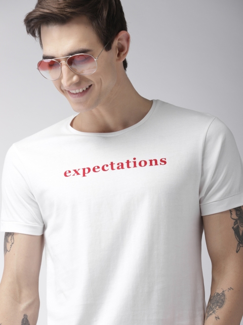 

Mast & Harbour Men White Printed Round Neck T-shirt