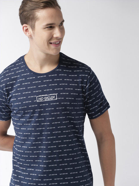 

Mast & Harbour Men Navy Blue & White Printed Round Neck T-shirt