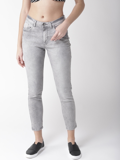 

Flying Machine Women Grey Veronica Skinny Fit High-Rise Clean Look Cropped Jeans