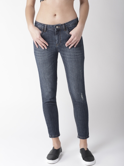 

Flying Machine Women Navy Blue Skinny Fit Mid-Rise Low Distress Stretchable Jeans