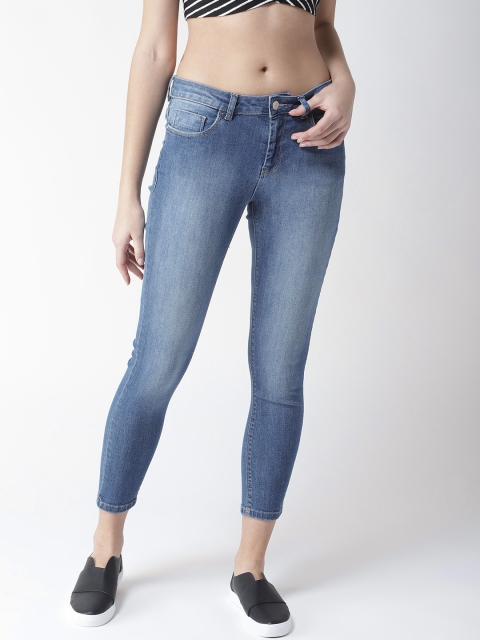 

Flying Machine Women Blue Skinny Fit Mid-Rise Clean Look Cropped Stretchable Jeans