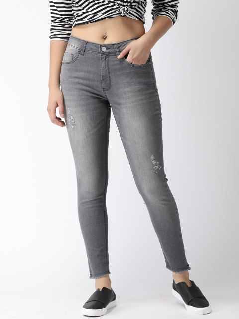

Flying Machine Women Grey Veronica Skinny Fit Mid-Rise Mildly Distressed Cropped Jeans