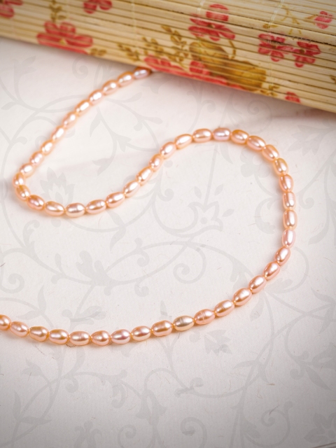 

Sepia Peach-Coloured Sterling Silver Certified Fresh Water Pearls Necklace