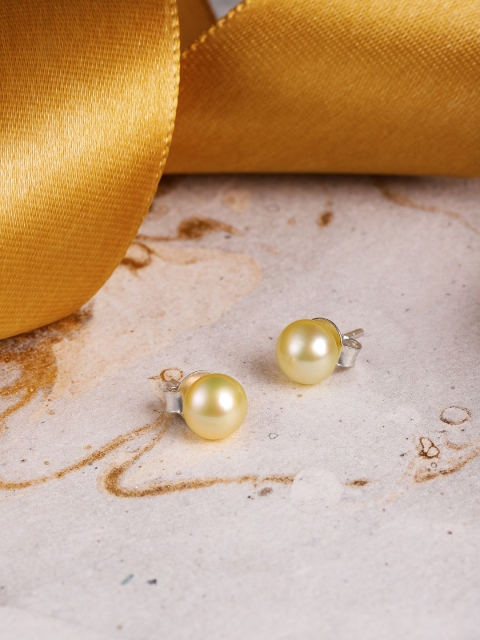 

Sepia Off-White Sterling Silver Certified Fresh Water Pearls Spherical Studs