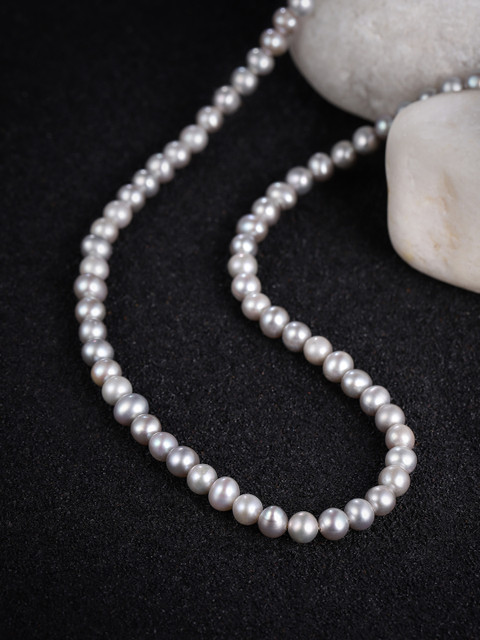 

Sepia Grey Sterling Silver Certified Fresh Water Pearls Necklace