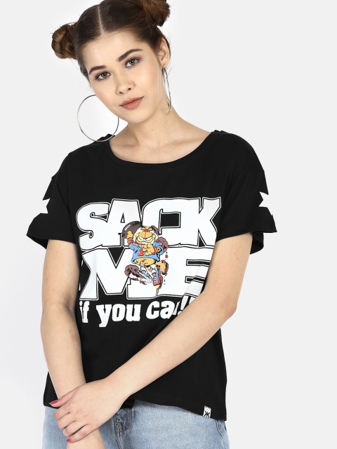 

Kook N Keech Garfield Women Black Printed Round Neck T-shirt