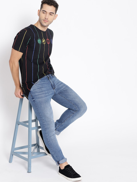 

Kook N Keech Marvel Men Black Striped Round Neck Pure Cotton T-shirt