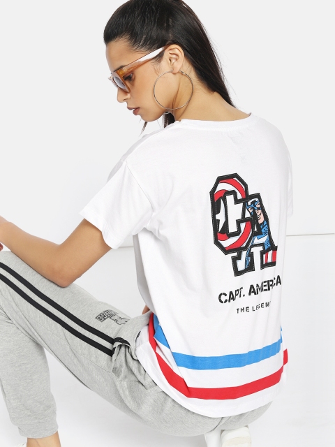 

Kook N Keech Marvel Women White Printed Round Neck T-shirt
