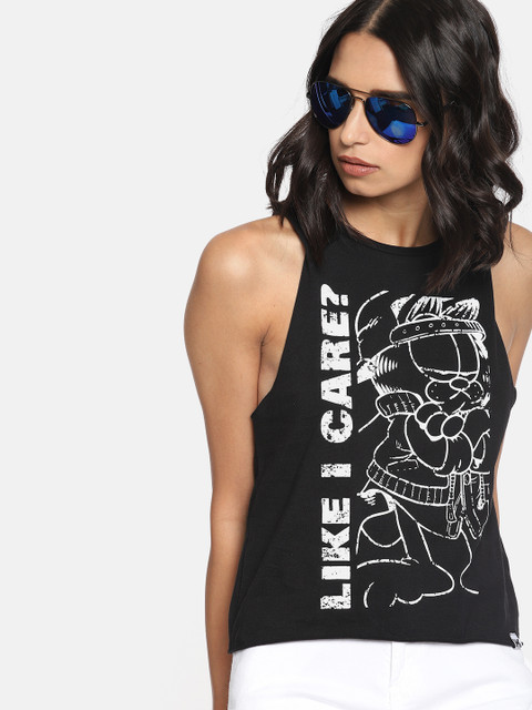 

Kook N Keech Garfield Women Black Printed Round Neck T-shirt