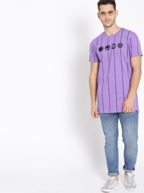 

Kook N Keech Marvel Men Lavender Striped Round Neck T-shirt