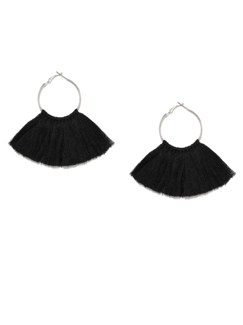 

ToniQ Black Circular Drop Earrings