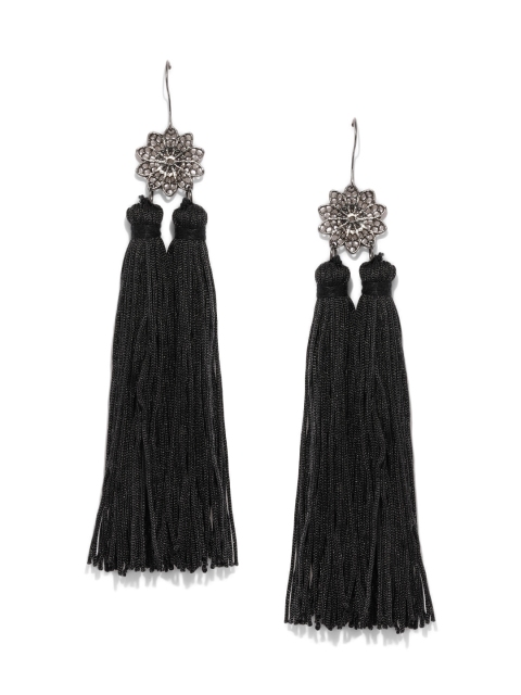 

ToniQ Black Tasselled Drop Earrings