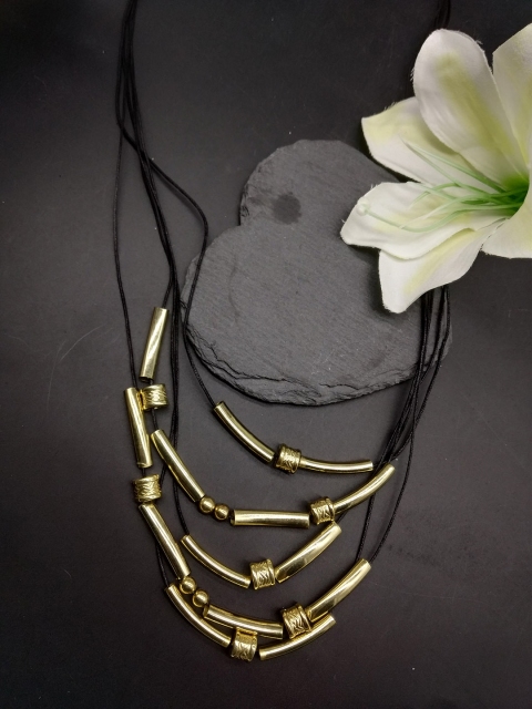 

ToniQ Black and Gold-Toned Layered Necklace