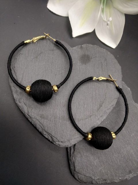 

ToniQ Black Circular Hoop Earrings