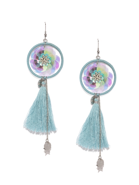 

ToniQ Teal Blue Contemporary Drop Earrings