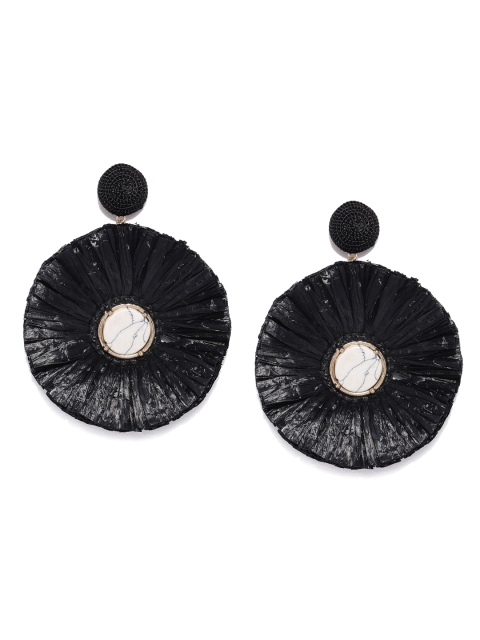 

ToniQ Black Circular Drop Earrings