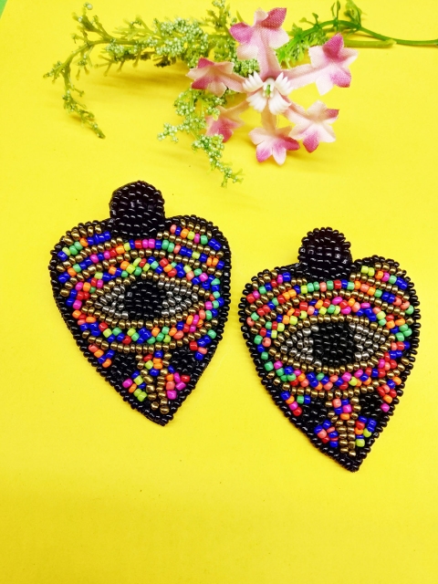 

ToniQ Multicoloured Heart Shaped Drop Earrings, Multi