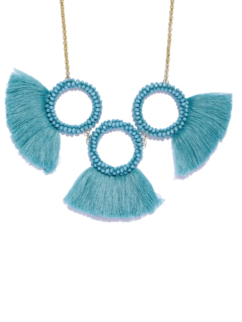 

ToniQ Teal Blue Tasselled Necklace