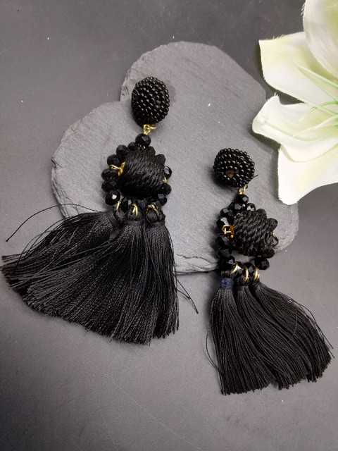 

ToniQ Black Contemporary Drop Earrings