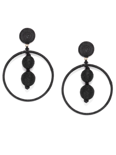 

ToniQ Black Geometric Drop Earrings