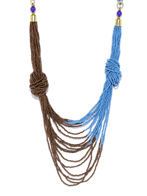 

ToniQ Blue & Brown Beaded Layered Necklace