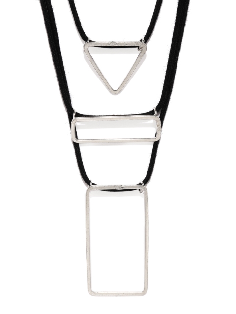 

ToniQ Black & Silver-Toned Layered Necklace