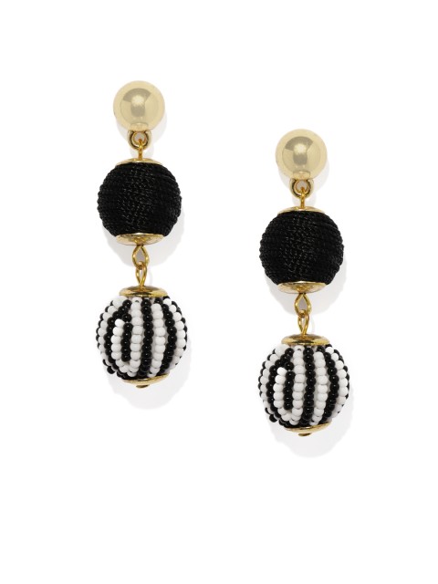 

ToniQ Black & White Circular Drop Earrings