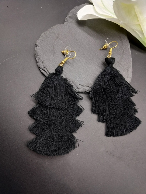 

ToniQ Black Contemporary Drop Earrings