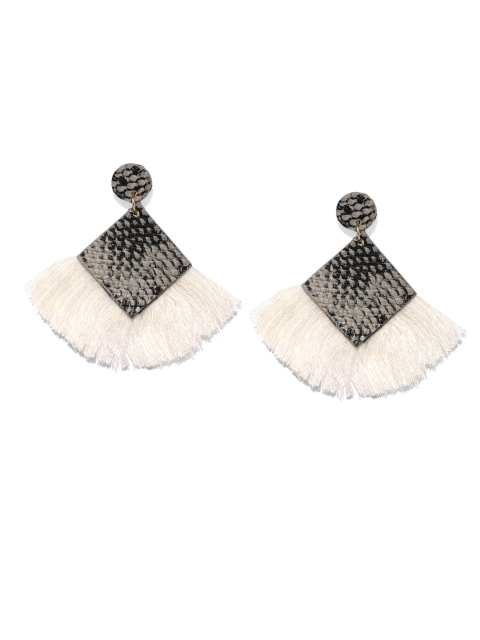 

ToniQ White Geometric Drop Earrings