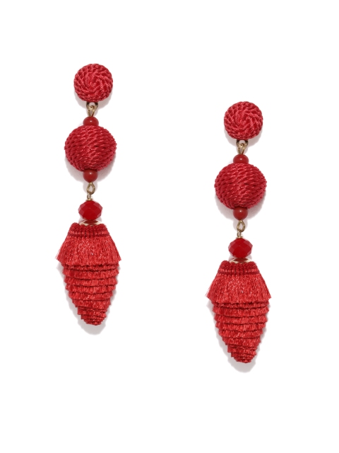 

ToniQ Red Circular Drop Earrings