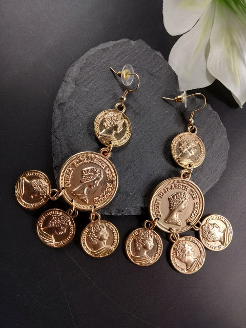 

ToniQ Gold-Toned Contemporary Drop Earrings