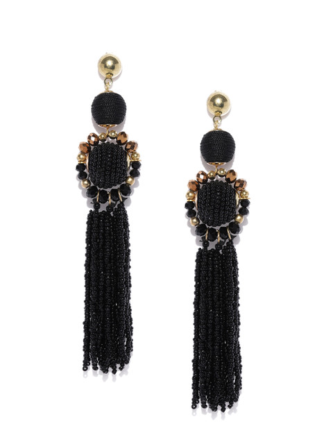 

ToniQ Black & Gold-Toned Drop Earrings