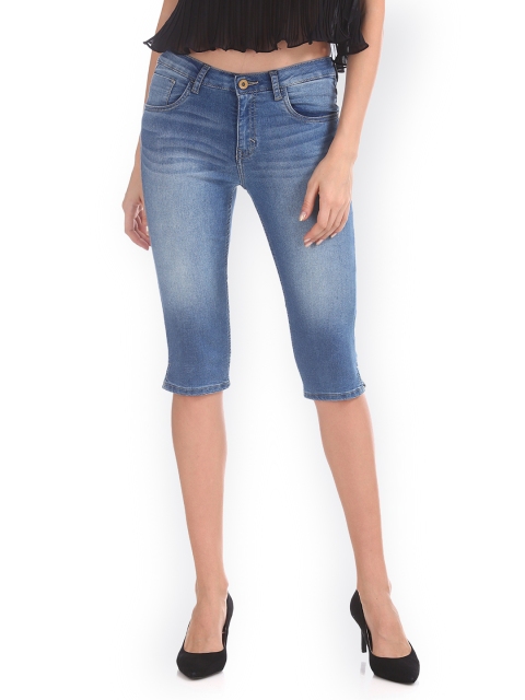 

U.S. Polo Assn. Women Women Blue Solid Regular Fit Capris