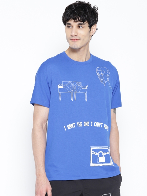 

Reebok Classic Unisex Blue and White Printed Reebok X Pleasures T-shirt