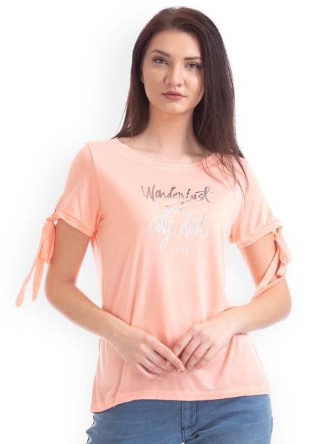 

Elle Women Peach-coloured Printed Top