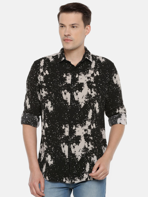 

Jack & Jones Men Black & Grey Regular Fit Dyed Casual Shirt