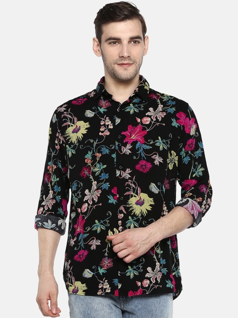 

Jack & Jones Men Black & Yellow Regular Fit Printed Casual Shirt