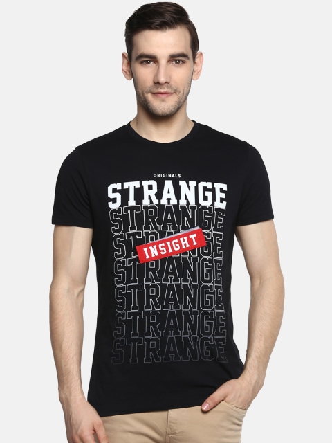

Jack & Jones Men Black Printed Round Neck T-shirt