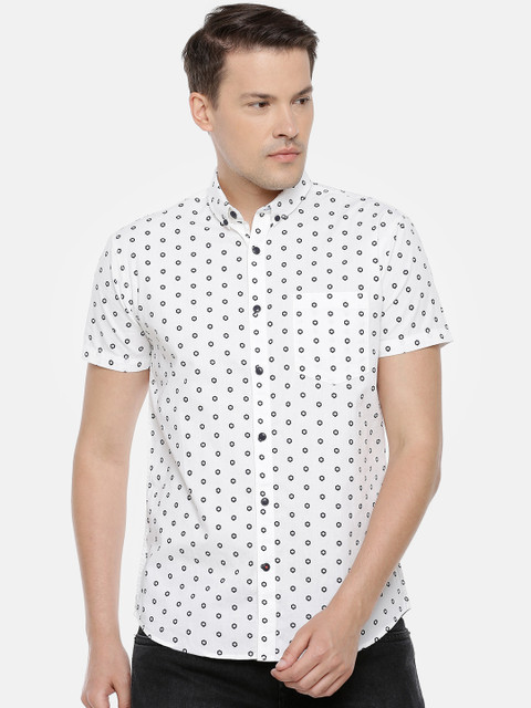 

Jack & Jones Men White & Black Slim Fit Printed Casual Shirt