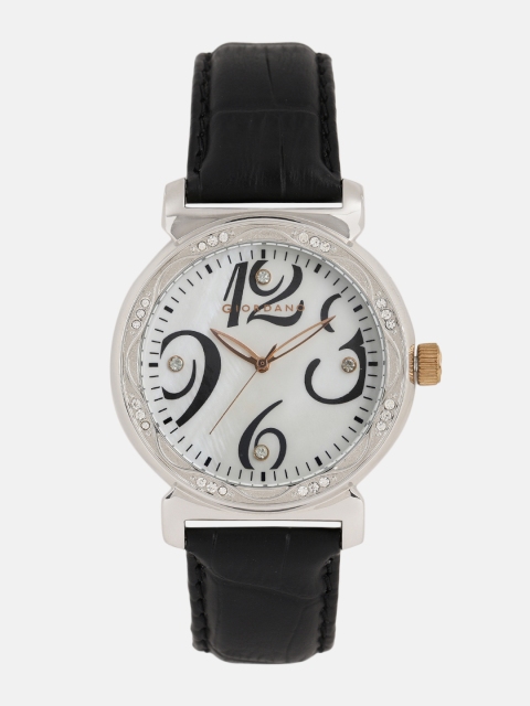 

GIORDANO Women Silver-Toned Genuine Leather Analogue Watch 2495-06X