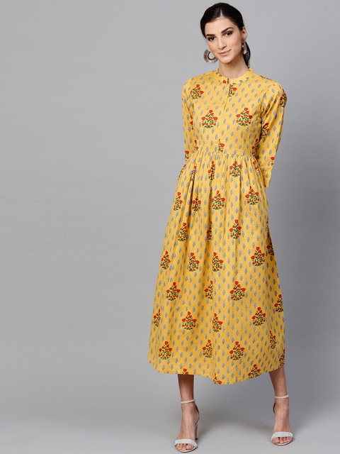 

Libas Women Yellow Printed Maxi Dress