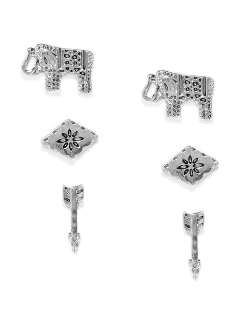 

Accessorize Women Set of 3 Studs, Silver
