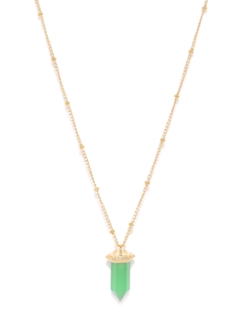 

Accessorize Women Green & Gold-Plated Geometric Pendant With Chain