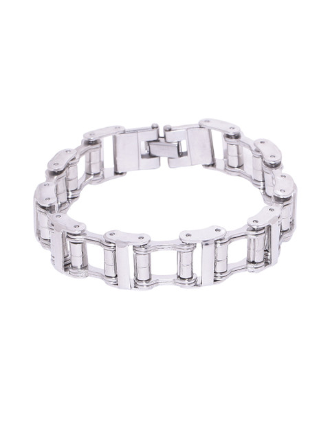 

Dare by Voylla Stainless Steel Silver-Plated Handcrafted Link Bracelet