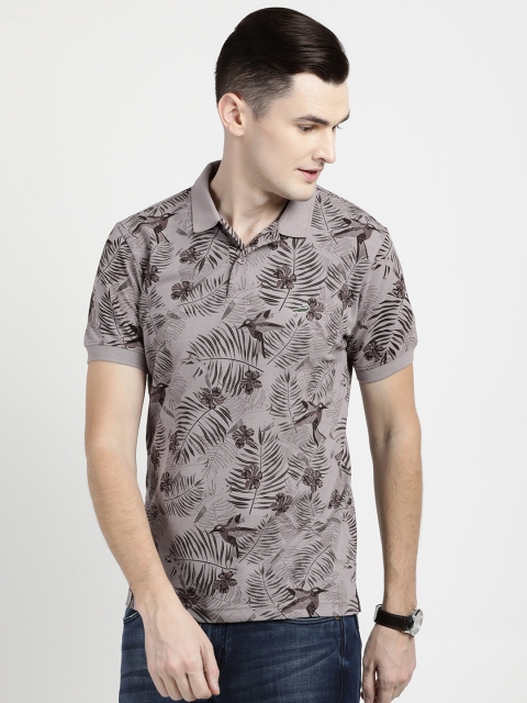

Crocodile Men Grey Printed Polo Collar T-shirt