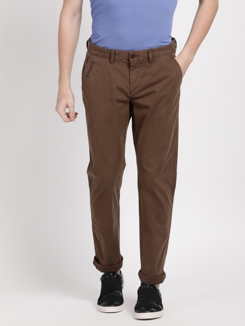 

Crocodile Men Brown Regular Fit Solid Regular Trousers