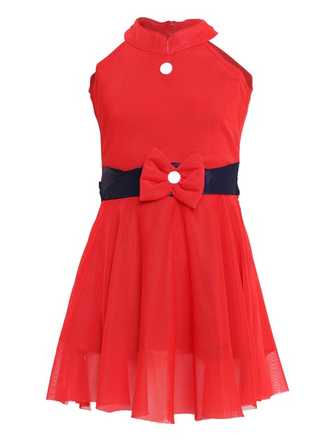 

Aarika Girls Red Solid Fit and Flare Dress