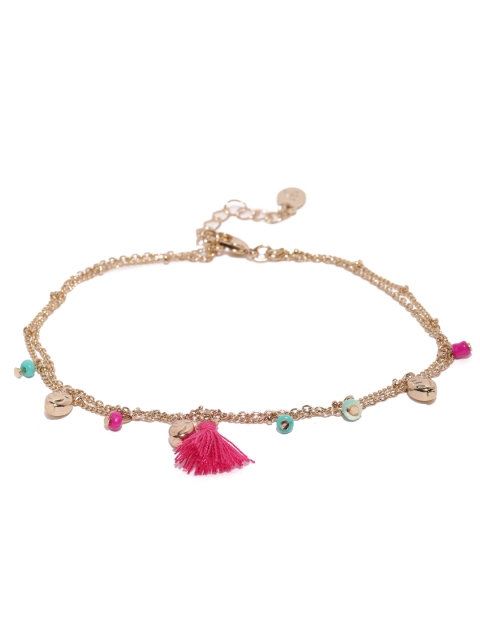 

Accessorize Women Gold-Toned & Pink Charm Anklet