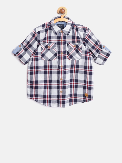 

Allen Solly Junior Boys Navy & White Regular Fit Checked Casual Shirt, Navy blue